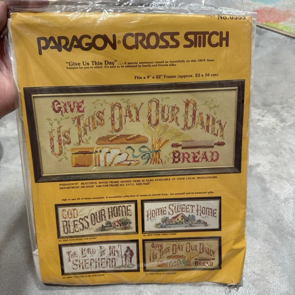 VTG Paragon Needlecraft Cross Stitch Kit 0555 GIVE US THIS DAY OUR DAILY BREAD